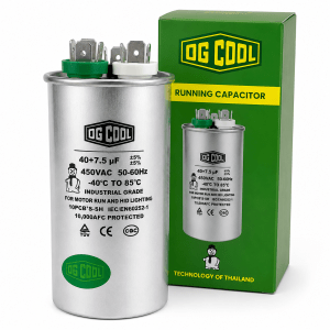 خازن کولر گازی 40+7.5 میکروفاراد برند OG COOL مدل Dual Run 450VAC