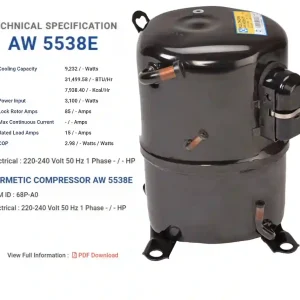کمپرسور پیستونی Kulthorn AW5538 تایلندی 32000 R22 | مناسب کولر گازی وست پوینت و سوپر جنرال
