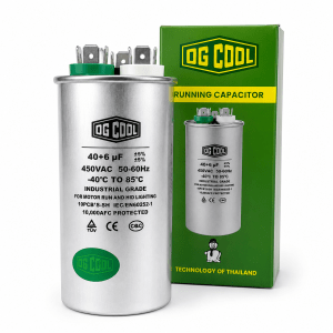 خازن کولر گازی 40+6 میکروفاراد برند OG COOL مدل Dual Run 450VAC