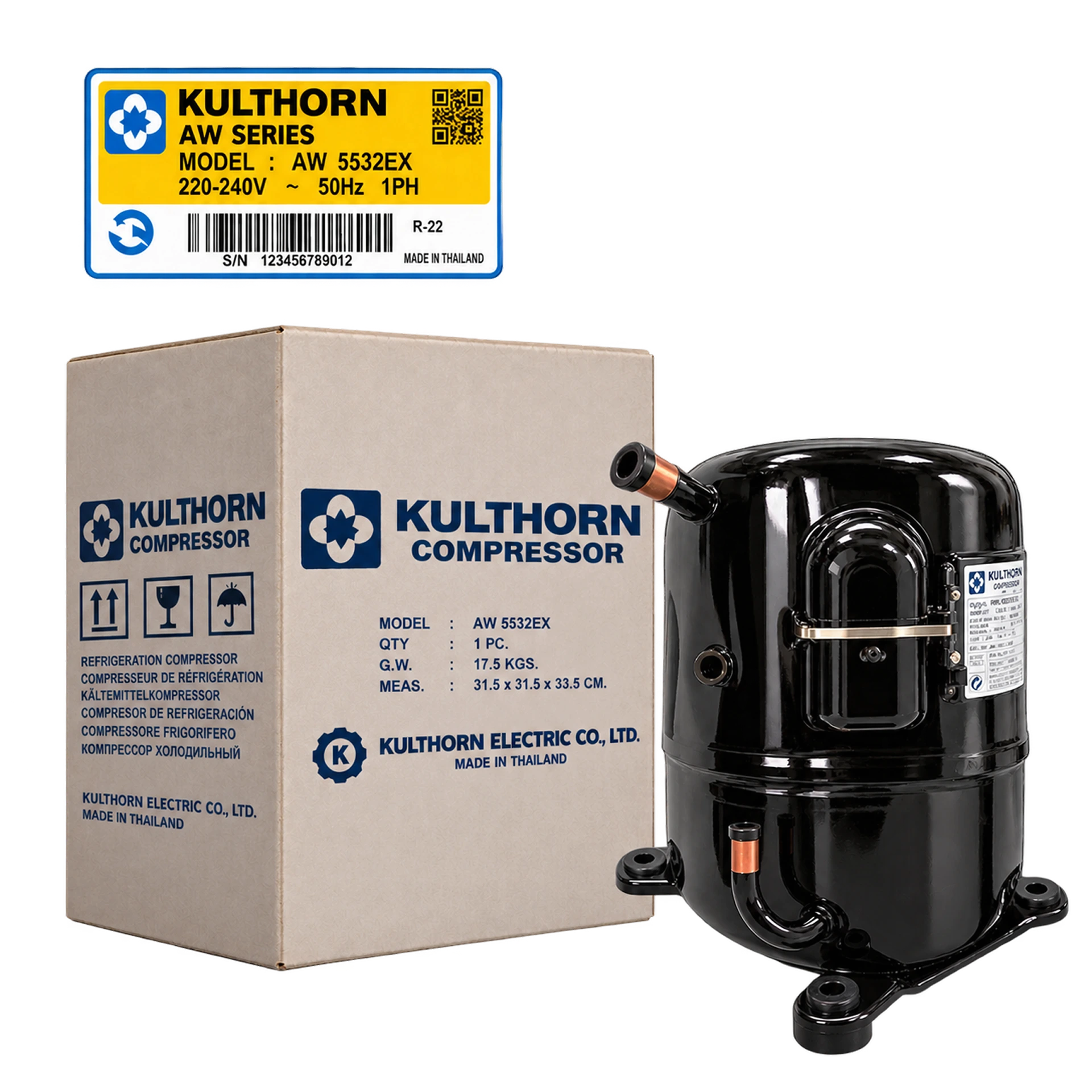 compress-5532-1 کمپرسور پیستونی Kulthorn AW5532 تایلندی 27000 R22 | کمپرسور کولتورن 27000 - تصویر 1